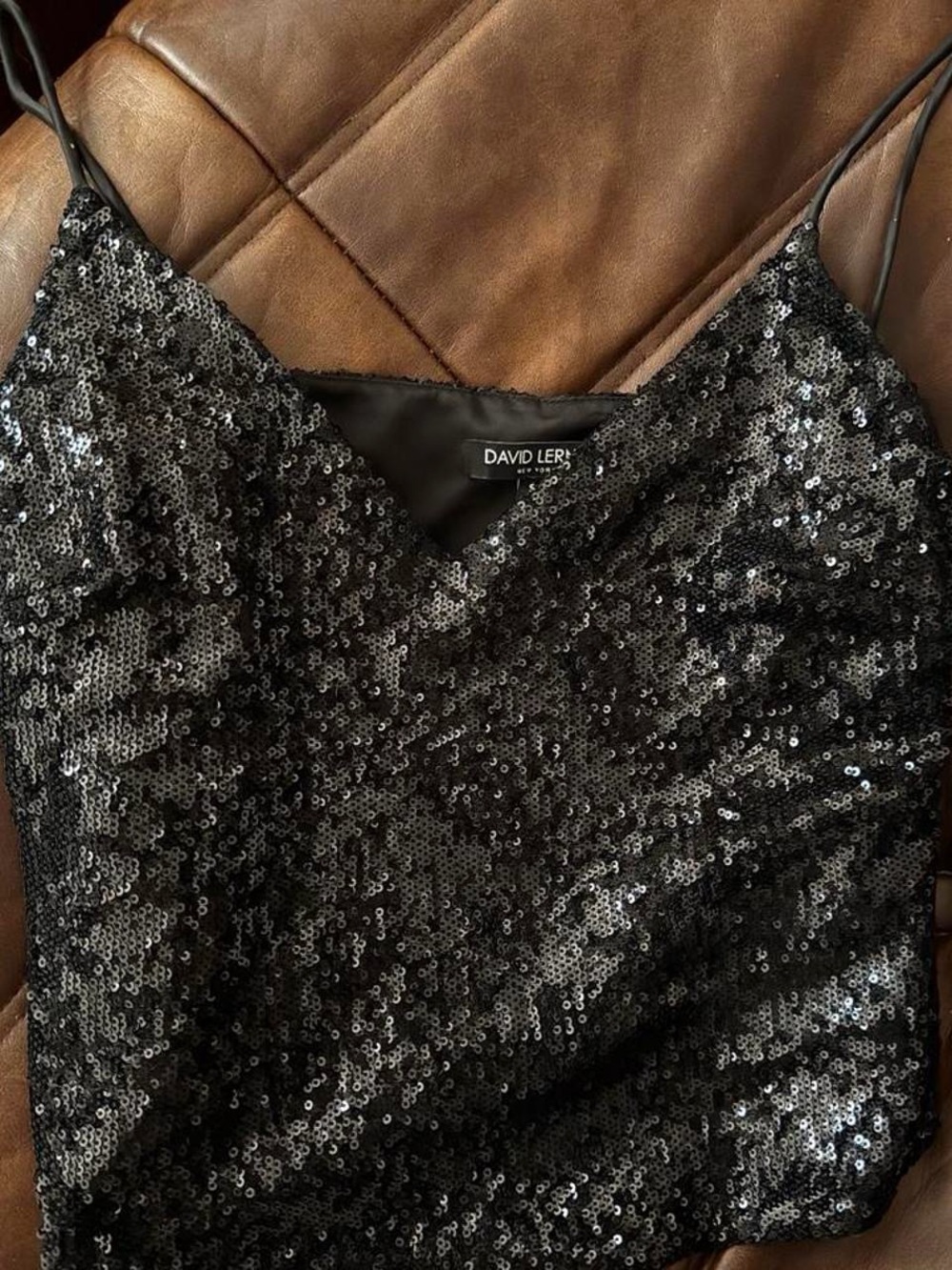 David Lerner Black Sequin V-Neck Cami